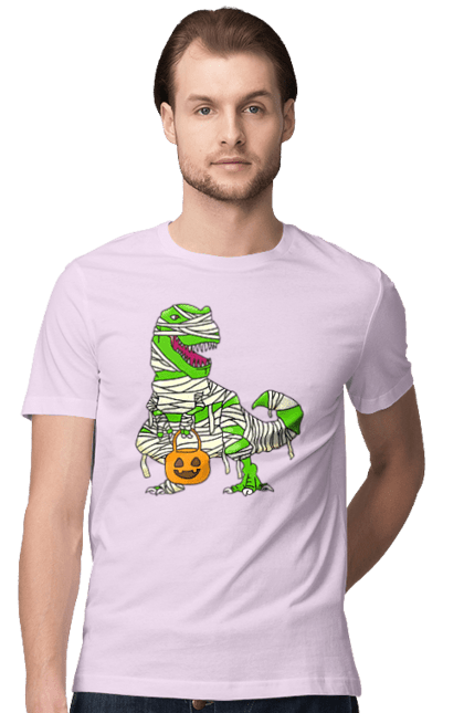 Футболка чоловіча з принтом "Хелловін динозавр". 31 жовтня, dinosaur, halloween, гелловін, динозавр, жовтень, капощі, ласощі, свято, хелловін. 2070702