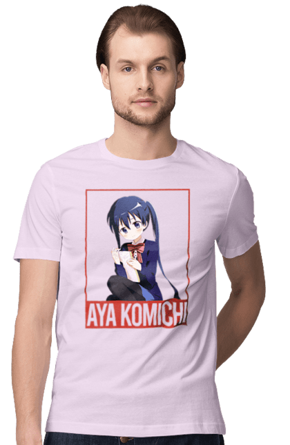 Футболка мужская с принтом Золотая мозаика Ая Комити. Anime, aya komichi, kiniro mosaic, kinmoza, manga, аниме, ая комити, золотая мозаика, комити, манга. 2070702