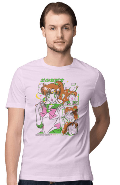 Men's t-shirt with prints Sailor Moon Sailor Jupiter. Anime, drama, magical girl, makoto kino, sailor jupiter, sailor moon, tv series. 2070702