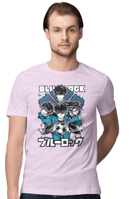 Men's t-shirt with prints Blue Lock. Anime, blue lock, blue prison, manga, sport, sports anime. 2070702