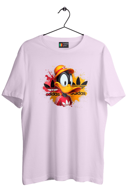 Футболка мужская с принтом Даффи Дак Adidas. Adidas, daffy duck, looney tunes, merrie melodies, warner brothers, даффи дак, мультфильм, персонаж, утка даффи. 2070702