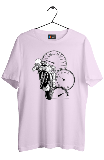 Футболка чоловіча з принтом "Мотоцикл Швидкість Чорний". Мото, мотоцикл, розгін, швидкість. 2070702