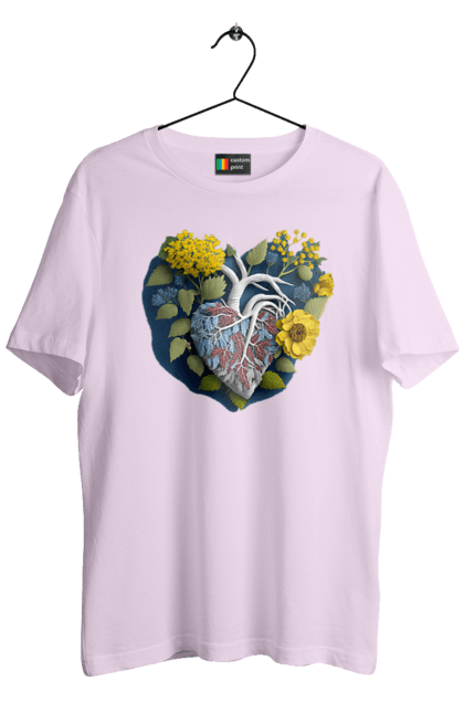 Футболка чоловіча з принтом "Серце квіти". Люблю україну, перемога україни, серце, символи україни, соняшник, традиції україни, україна. 2070702