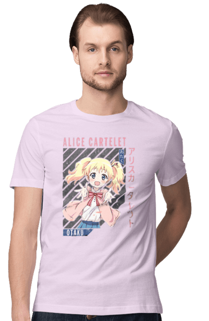 Men's t-shirt with prints Kiniro Mosaic Alice Cartelet. Alice, alice cartelet, anime, gold mosaic, kiniro mosaic, kinmoza, manga. 2070702