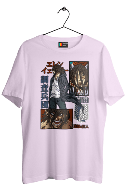 Men's t-shirt with prints Attack on Titan Eren. Action film, anime, attack on titan, dark fantasy, drama, eren, eren jaeger, manga, post-apocalyptic. 2070702