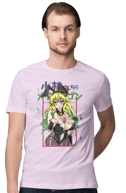 Men's t-shirt with prints Miss Kobayashi's Dragon Maid Lucoa. Anime, dragon, lucoa, manga, quetzalcoatl, quetzalcoatlus. 2070702