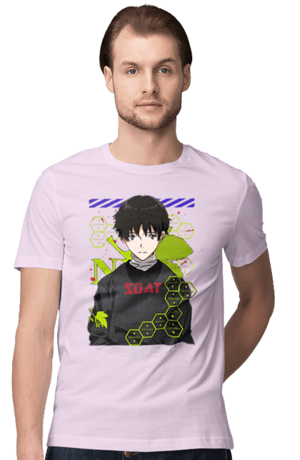 Футболка чоловіча з принтом "Євангеліон". Evangelion, neon genesis evangelion, аніме, єва 01, євангеліон, манга, синдзі, янгол. 2070702