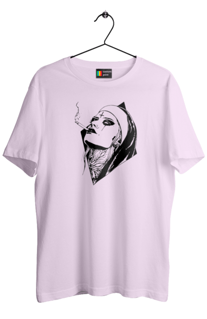 Men`s t-shirt with prints Nun. Cigarettes, cool, girl, tattoo. 2070702