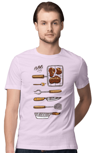 Men`s t-shirt with prints Barbecue Party. B-b-q, fry, meat. 2070702