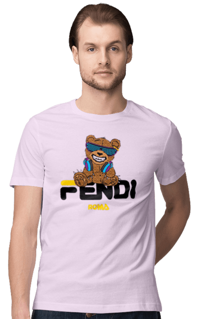 Men's t-shirt with prints Fendi. Bag, bear, brand, clothes, fashion, fashion house, fendi, italy, luxury, lvmh. 2070702