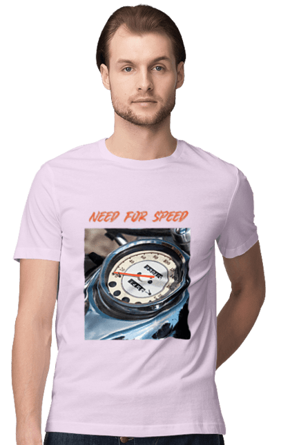 Футболка чоловіча з принтом "Мото 3". Байкер, дорогая, мотоцикл, ретро, скорость, спидометр, стиль жизни. 2070702