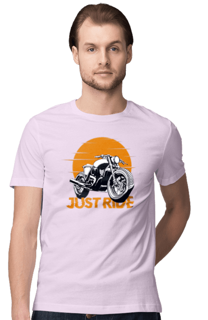 Men`s t-shirt with prints Motorcycle, Just Go. Motorbike, riding, road. 2070702