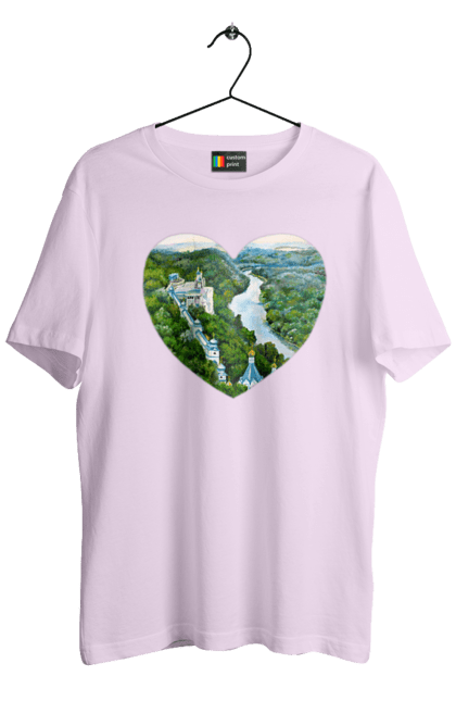 Men`s t-shirt with prints Святогорская лавра. Church, donetsk region, forest, landscape, monastery, river, svyatogorsk, ukraine. 2070702
