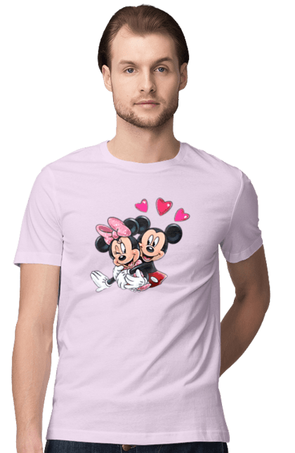 Футболка мужская с принтом Микки Маус и Минни Маус. Mickey mouse, minnie mouse, дисней, микки, микки маус, минни маус, мультфильм. 2070702