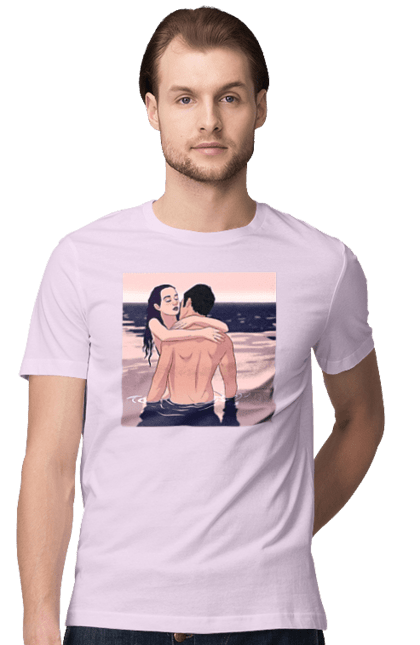Футболка чоловіча з принтом "Парочка Обнімається В Річці". Голо, кохання, пара. 2070702