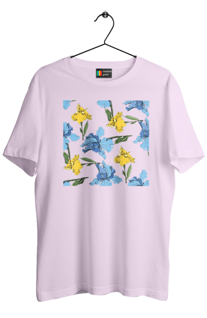 Футболка чоловіча з принтом "Квіти Іриси". 8 березня, andreyanush, весна, весняний подарунок, день матері, день народження, літній подарунок, літо, подарунок дружині, подарунок коханій, подарунок мамі. 2070702