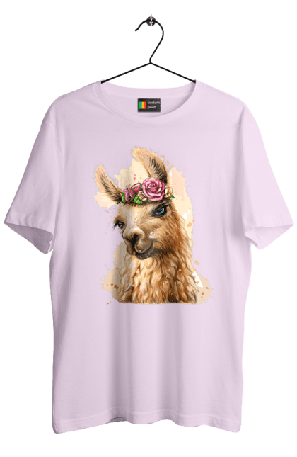 Футболка чоловіча з принтом "Лама Портрет". Лама, портрет, тварина. 2070702