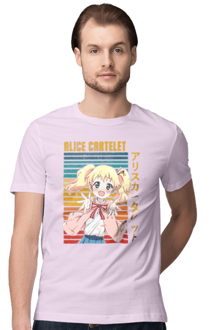 Men's t-shirt with prints Kiniro Mosaic Alice Cartelet. Alice, alice cartelet, anime, gold mosaic, kiniro mosaic, kinmoza, manga. 2070702