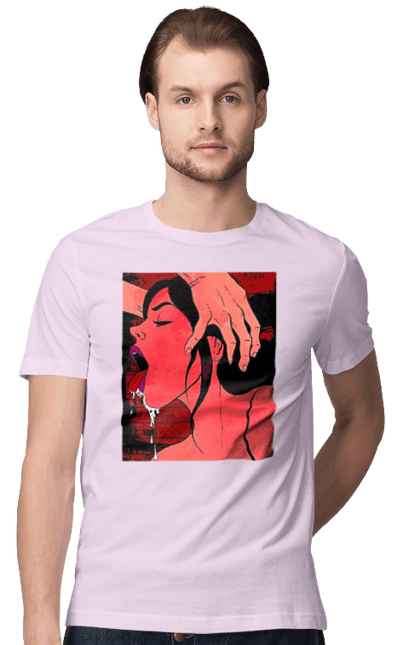 Футболка чоловіча з принтом "Дівчина Смокче Зі Слиною". Секс, смоктати. 2070702