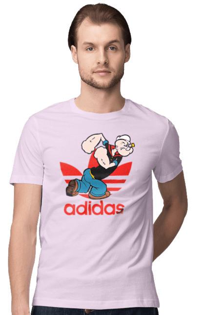 Футболка чоловіча з принтом "Adidas Моряк Попай". Adidas, popeye the sailor, адідас, комікс, моряк, мультфільм, серіал, трубка. 2070702