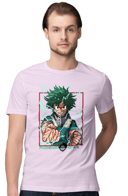 Футболка чоловіча з принтом "Моя академія героїв Мідорія". Izuku, midoriya, my hero academia, аніме, ізуку мідорія, манга, мідорія, моя геройська академія. 2070702