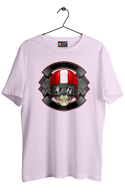 Футболка чоловіча з принтом "череп мотоцикліст". Мотоцикліст \, череп, шолом. 2070702