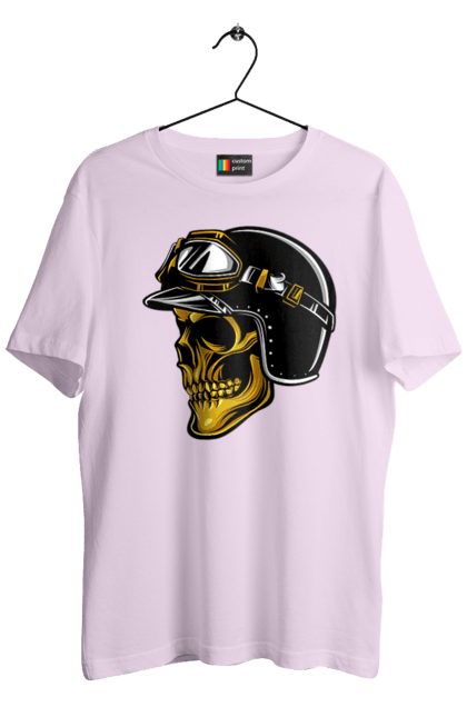Футболка чоловіча з принтом "Череп в мотошоломі". Крутий, очі, череп, шолом. 2070702