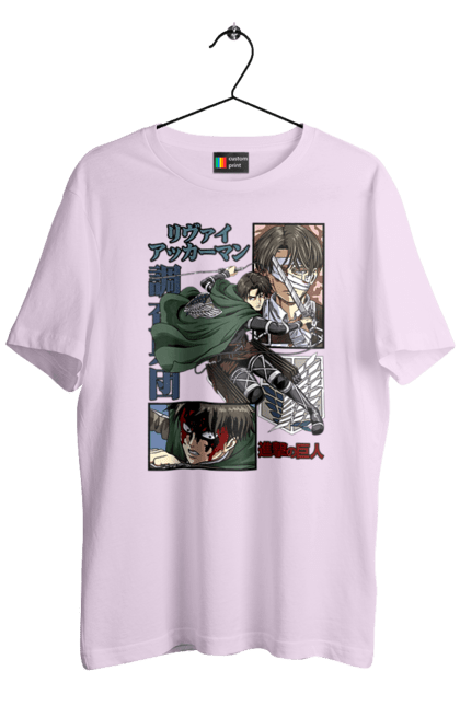 Men's t-shirt with prints Attack on Titan Levi. Ackerman, anime, attack on titan, levi, manga, shingeki no kyojin, survey corps. 2070702