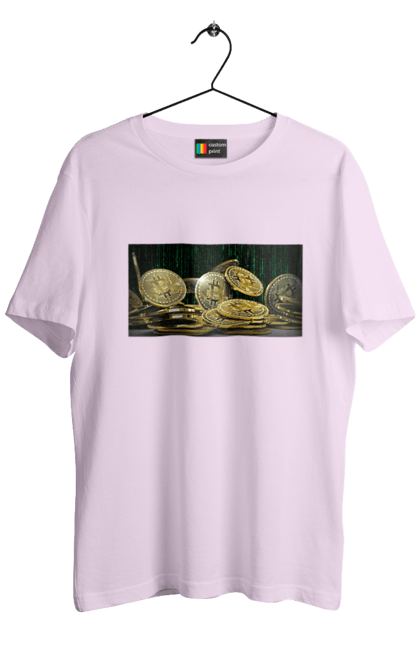 Футболка чоловіча з принтом "Біткойн". Багатство, біткойн, валюта, гроші, криптовалюта, курс, майнінг, матриця, монета, розкіш, цифровий світ. 2070702