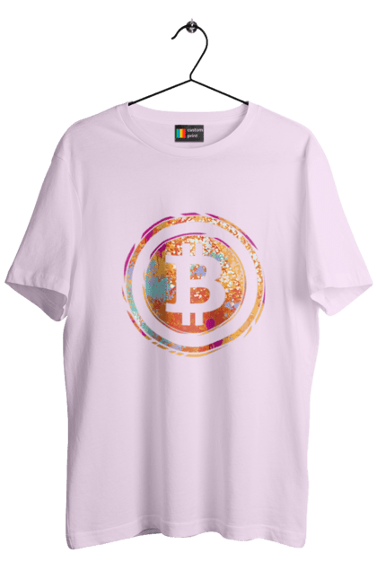 Футболка чоловіча з принтом "Біткоїн". Биткоин, бінарний, біткоїн, біткойн, валюта, гроші, крипто, програміст, хакер. 2070702