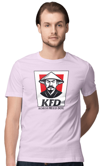 Футболка чоловіча з принтом "Korea Fried Dog". Бренди, гумор, жартівливі, кфц, літні, прикольні, смішні, фаст-фуд. 2070702