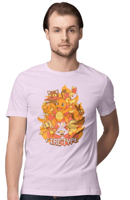 Men's t-shirt with prints Pokemon Charmander. Anime, charmander, games, nintendo, pokemon, pokemon go. 2070702