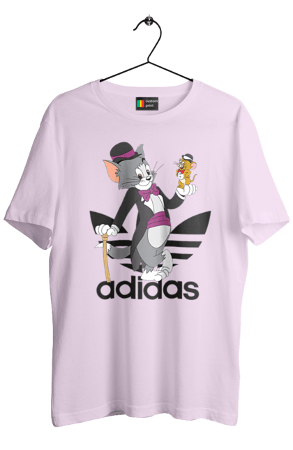 Men's t-shirt with prints Adidas Tom and Jerry. Adidas, animated series, cartoon, cat, jerry, mouse, tom and jerry. 2070702