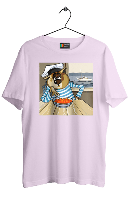 Футболка чоловіча з принтом "Кот Моряк, На Кораблі Їсть Червону Ікру". Ікра, кіт, корабель, моряк. 2070702