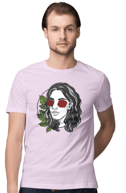 Футболка чоловіча з принтом "Дівчина З Трояндами На Очах". Дівчина, троянда. 2070702