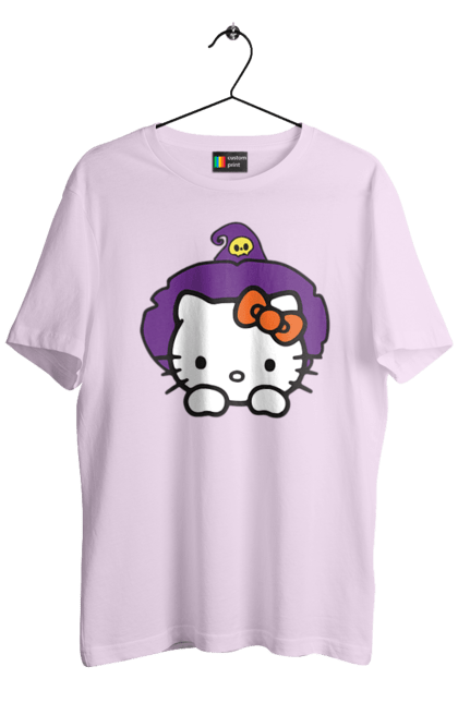 Men's t-shirt with prints Hello Kitty Halloween. Brand, cat, character, halloween, hello kitty, kitten, kitty, witch. 2070702