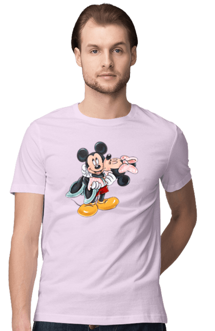 Футболка мужская с принтом Микки Маус и Минни Маус. Mickey mouse, minnie mouse, дисней, микки, микки маус, минни маус, мультфильм. 2070702