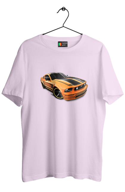 Футболка чоловіча з принтом "Помаранчева, швидкісна машина". Їзда, колеса, машина, швидкість. 2070702