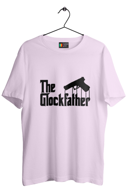 Футболка мужская с принтом The GlockFather. Gangster, glockfather, godfather, godfather reference, гангстер, глок, огнестрельное оружие, оружие, пистолет. 2070702