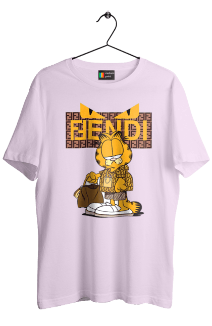 Футболка чоловіча з принтом "Fendi Гарфілд". Fendi, garfield, бренд, будинок моди, гарфілд, італія, люкс, мода, сумка, фенді. 2070702