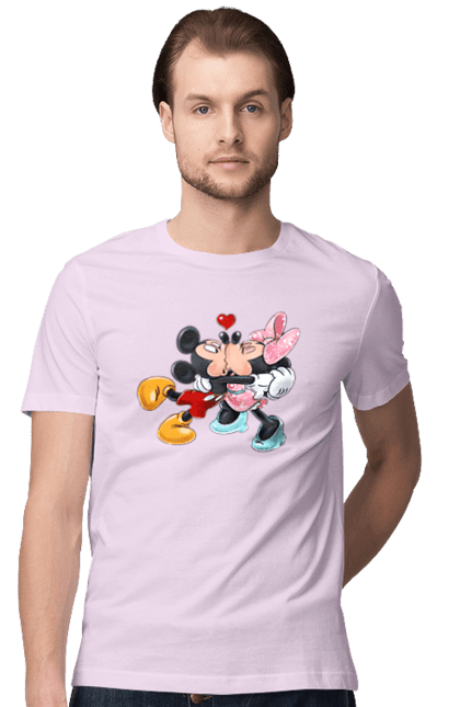 Футболка мужская с принтом Микки Маус и Минни Маус. Mickey mouse, minnie mouse, дисней, микки, микки маус, минни маус, мультфильм. 2070702