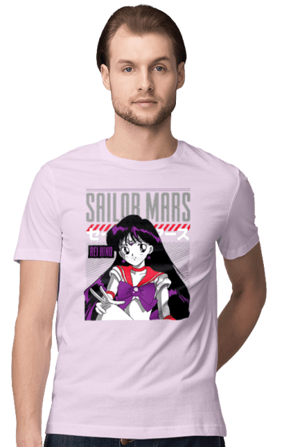 Футболка чоловіча з принтом "Сейлор Мун Марс". Rei hino, sailor moon, аніме, драма, махо седьо, рей хіно, сейлор марс, сейлор мун, серіал. 2070702