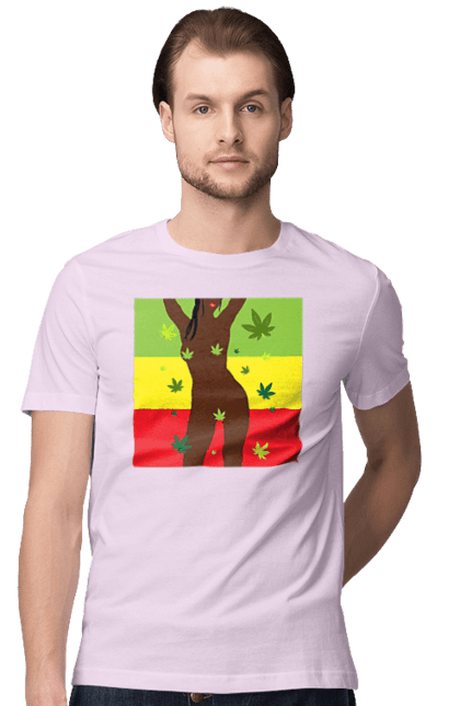 Футболка чоловіча з принтом "Гола Дівчина І Конопля". Гола, конопля, курити, сиськи. 2070702