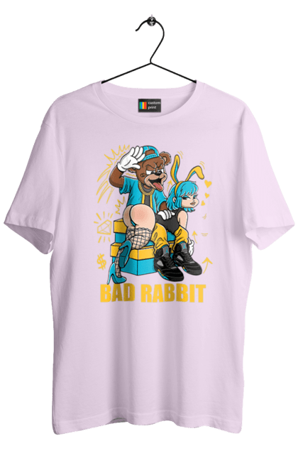Футболка чоловіча з принтом "Поганий кролик". Бдсм, ведмідь, дівчина, кролик, поганий кролик, прикольна, смішна. 2070702