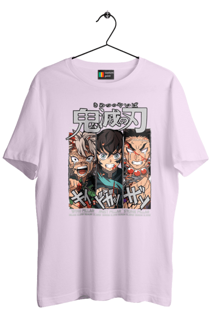 Men's t-shirt with prints Demon Slayer Sanemi Muichiro Gyomei. Anime, demon slayer, gyomei, himejima, kimetsu no yaiba, manga, muichiro, sanemi. 2070702