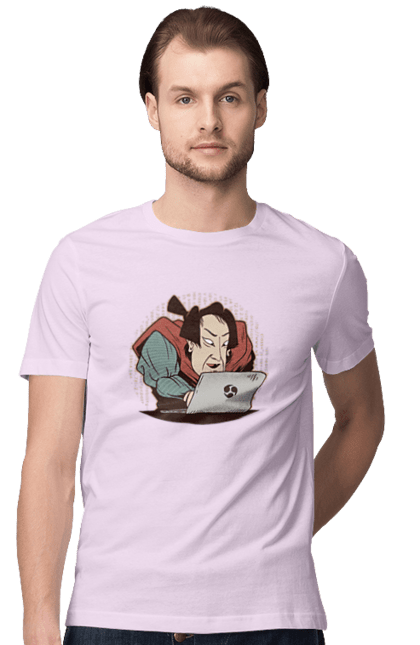 Футболка чоловіча з принтом "Ніндзя програміст". Angular, c, css, html, it, javascript, jquery, php, python, react, svelt, vue, айтишник, айті, гумор, код, кодувати, прогер, програміст, програмісти, ти ж, ти ж програміст, тиж програміст. 2070702