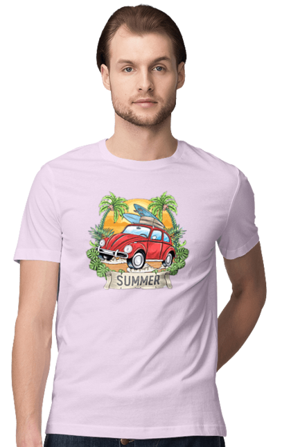 Футболка чоловіча з принтом "Літо, Машина І Пальми". Відпочинок, літо, машина, пальми. 2070702
