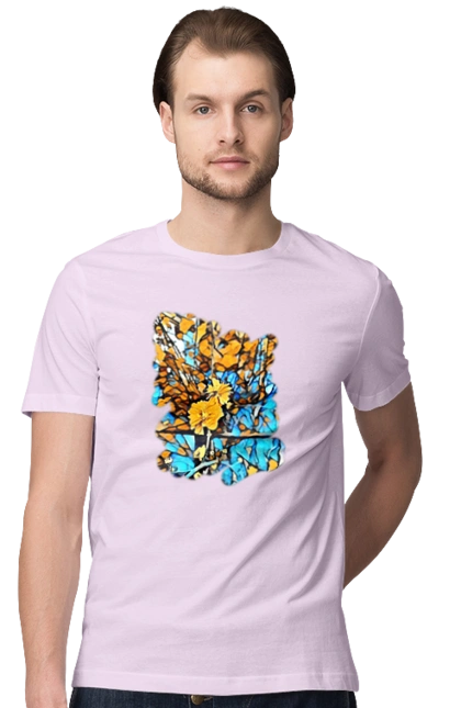 Yellow flowers on a blue background