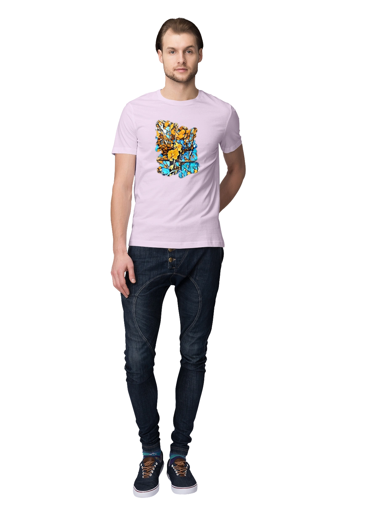 Yellow flowers on a blue background