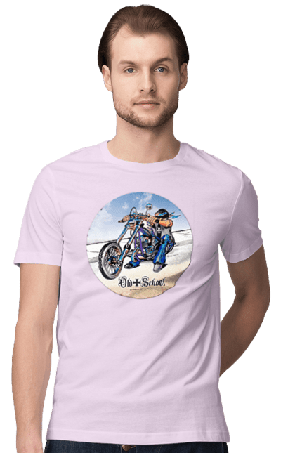 Футболка мужская с принтом Old school. Авто мото, испольнители, мотоцикл, музыкальная группа, рок группа, старая закалка. 2070702